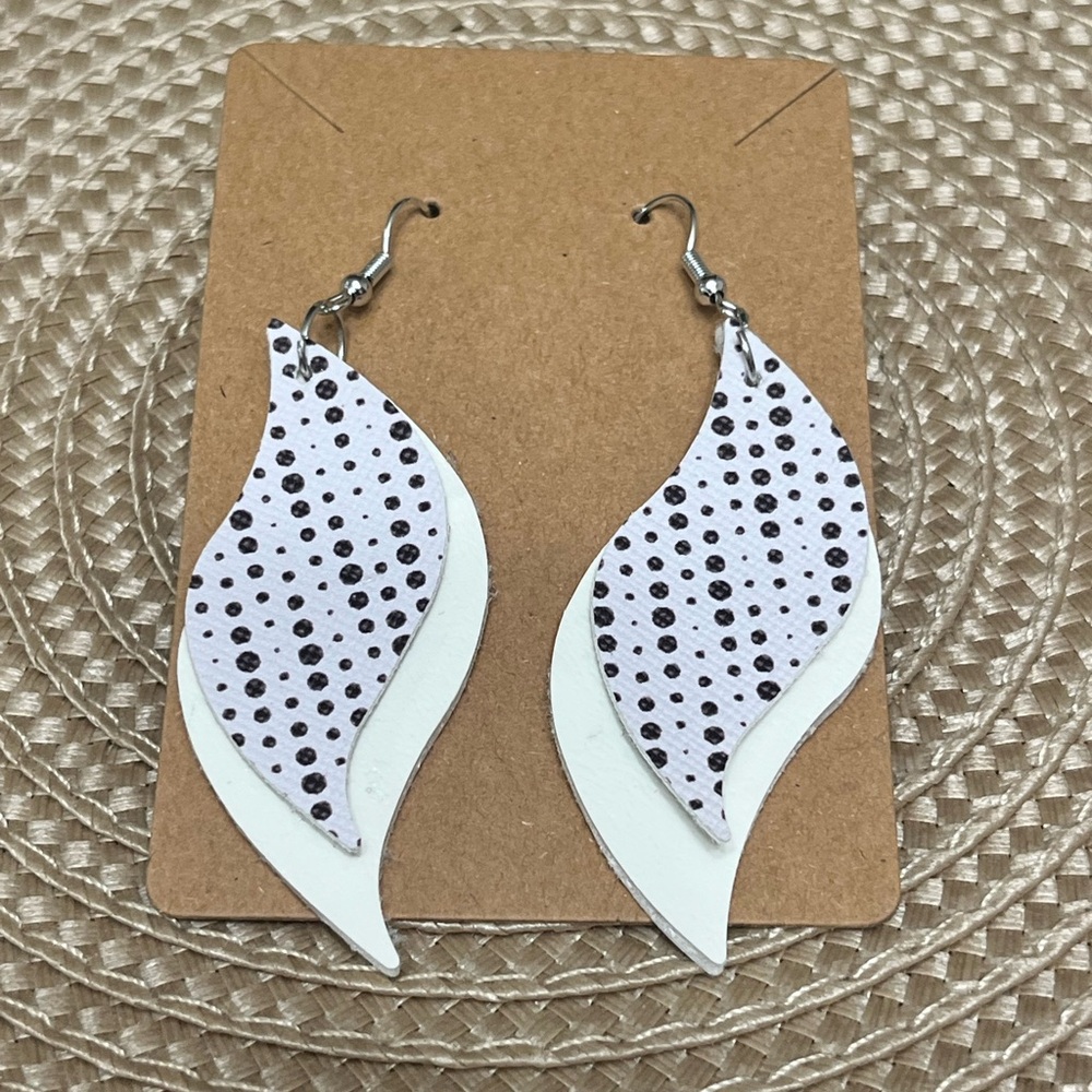Polka Dot Leaf Earrings